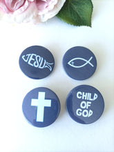 Christian Symbols Badges set of 4 Navy - Button Badge 38mm