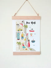 Wall Poster A4 Wooden Hanging Frame - Map of New York
