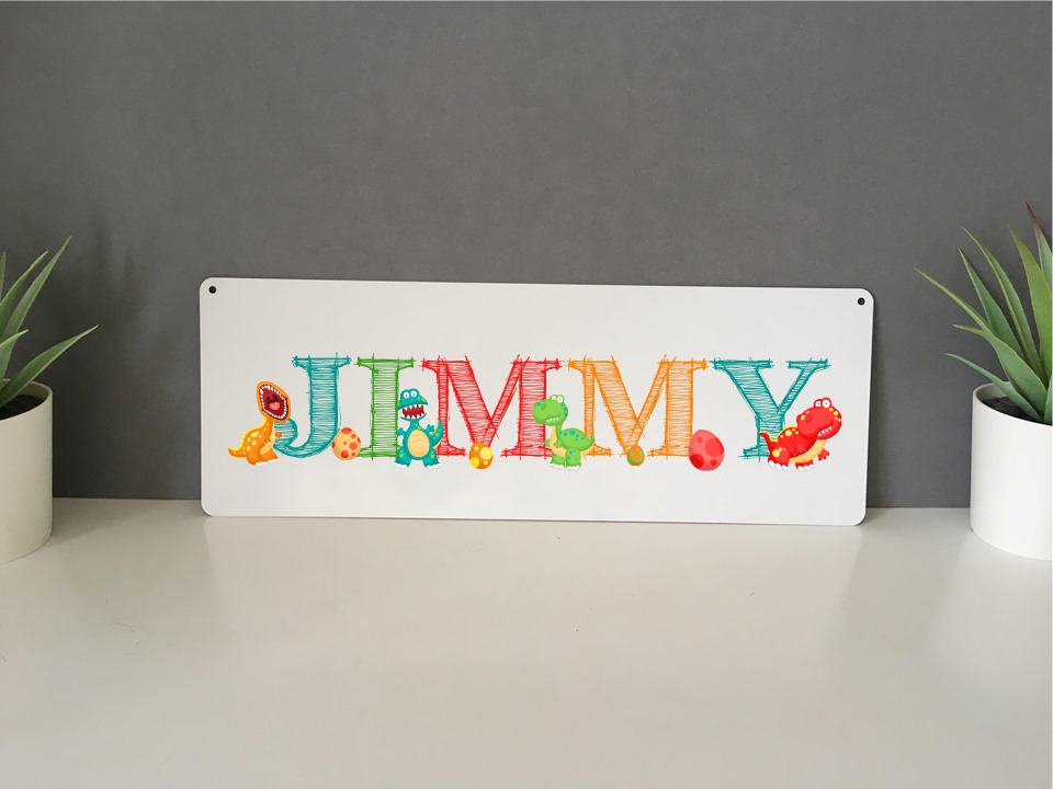 Dinosaur personalised hanging door sign - Fred And Bo