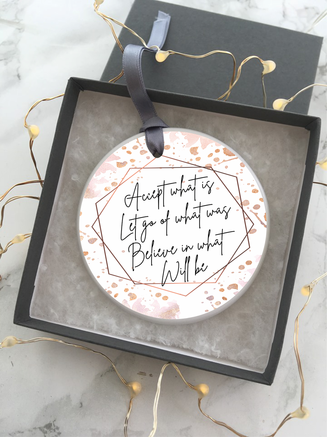 Ceramic bauble Positive mantra- Accept what is- Hanging Decoration - Fred And Bo