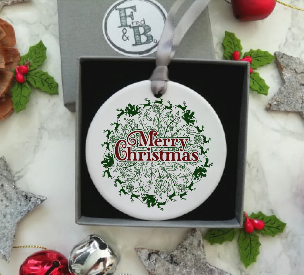 Christmas mandala -Ceramic Hanging Decoration