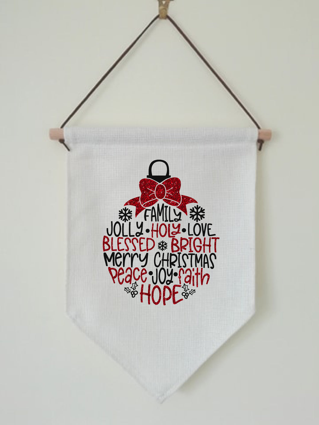 Christmas Hanging Banner Flag- Christmas Ornament Red