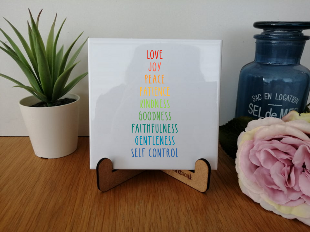 Fruits of the Holy Spirit- Bible Verse - Religious Gift- Ceramic Printed Tile - Personalised Keepsake Gift