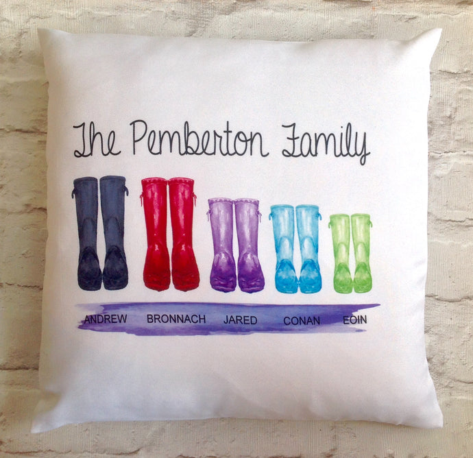 Wellie Boot Family Printed cushion - Fred And Bo