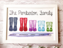 Wellie Boot Family Print Framed - Fred And Bo