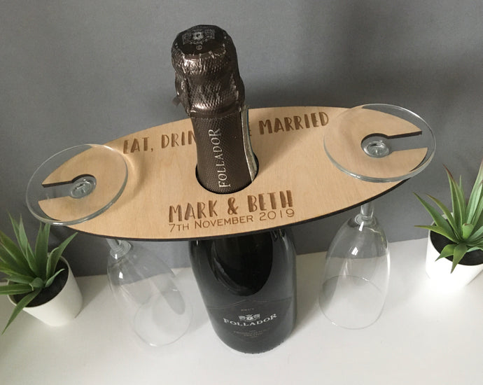 Wine bottle and glass holder- Personalised - Fred And Bo