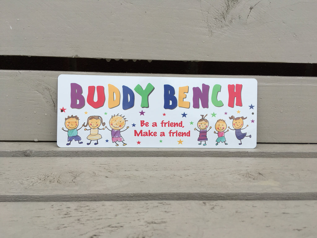 Buddy bench be a friend make a friend bench plaque sign fred and bo