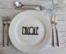 Wedding name place settings- laser cut names set of 10 Gatsby font - Fred And Bo