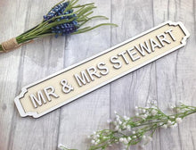 MR & MRS (Single line) wedding with DATE Railway street retro sign plaque Personalised - Fred And Bo