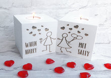 Personalised Stick people couple set of two tea light holders | Valentine's gift - Fred And Bo