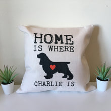 Pet silhouette Home is where ..... is personalised printed cushion - Fred And Bo
