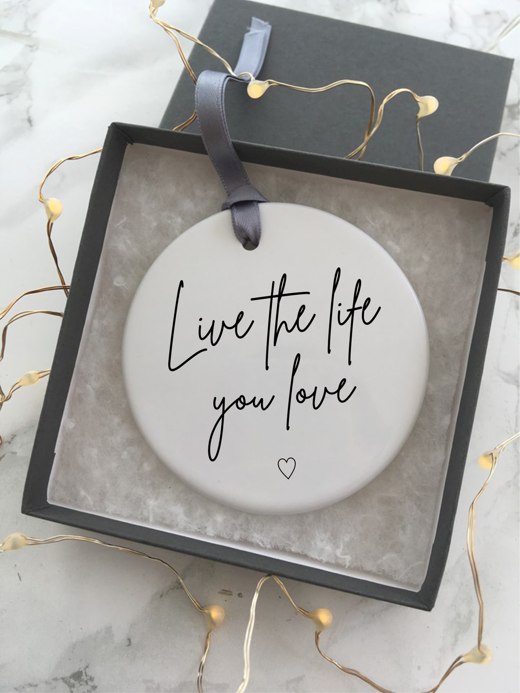 Positive mantra- live the life you love - Ceramic Hanging Decoration - Fred And Bo