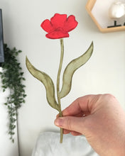Laser Cut Wooden Poppy - Flower In A Test Tube - Birth Month Flower Gift