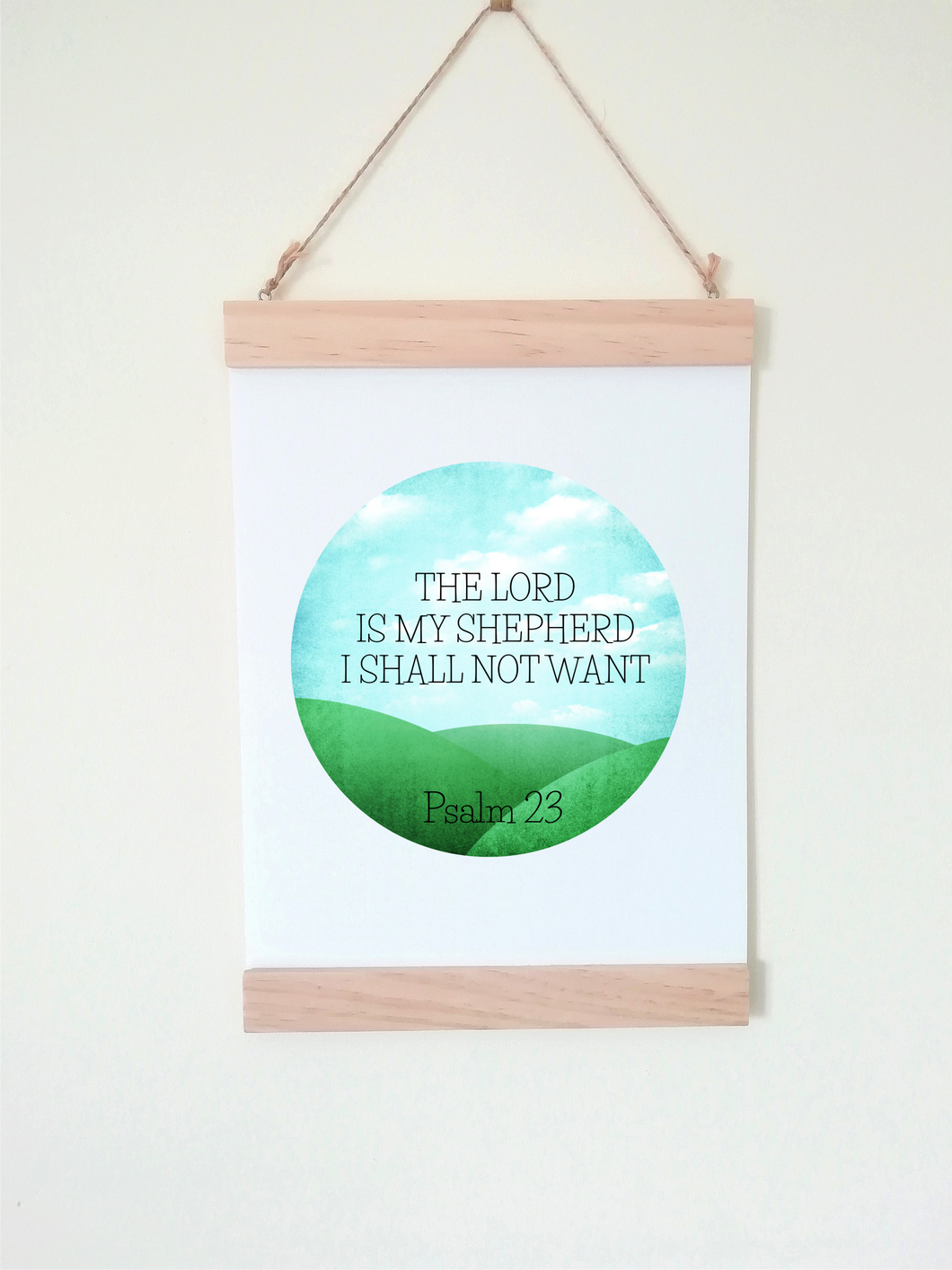 The Lord Is My Shepherd Psalm 23 Religious Christian Wall Poster A4 Wooden Hanging Frame -