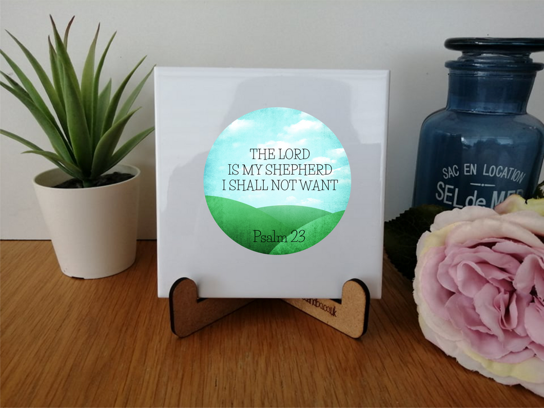 Psalm 23 The Lord Is My Shepherd- Bible Verse - Religious Gift- Ceramic Printed Tile - Personalised Keepsake Gift