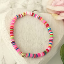 Gold Heart Charm Heishi Stacking Bracelets Polymer Clay Bracelet *LIMITED QUANTITY*