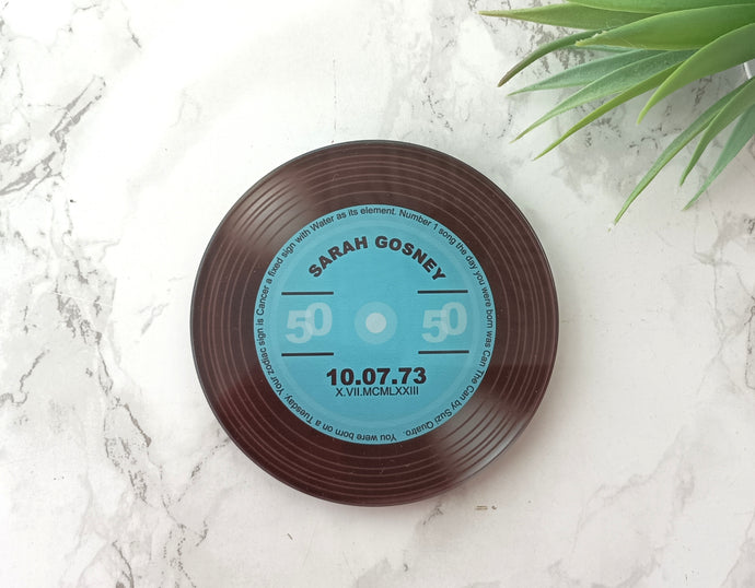 Personalised LP Vinyl Record Glass Coaster