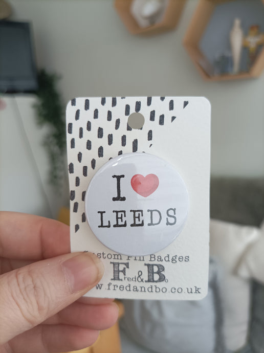 I Love Leeds - Button Badge 38mm