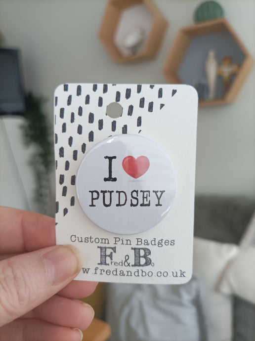 I Love Pudsey - Button Badge 38mm