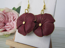 Induere - Polymer Clay Earring | Flower Burgundy Gold #246