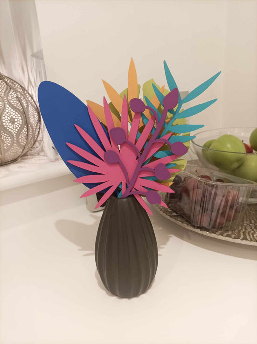 Tropical Leaves Bouquet, Bright Colours Laser Cut Wooden Home Decoration