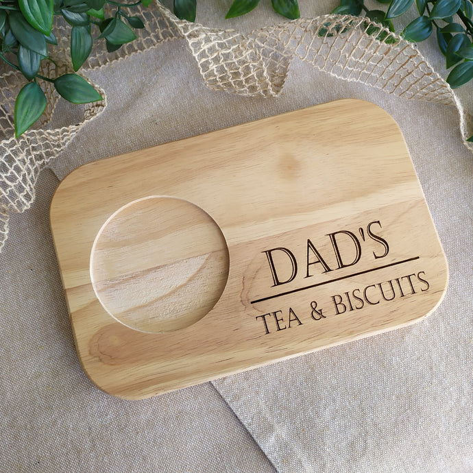 Personalised Engraved Wooden Tea & Biscuit Board - Dad's Biscuits