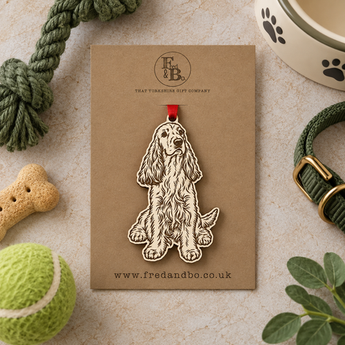 Engraved Cocker Spaniel Dog Breed Christmas Bauble – Personalised Pet Keepsake