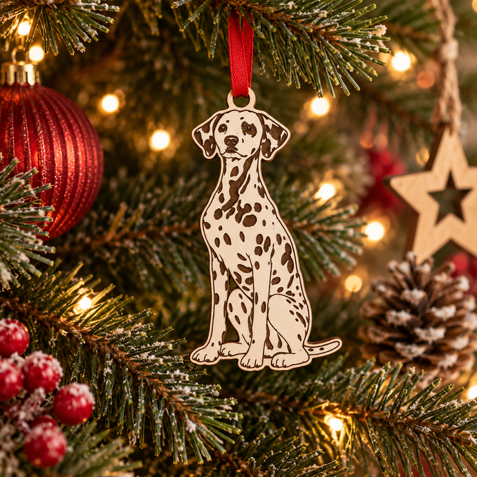 Engraved Dalmation Dog Breed Christmas Bauble – Personalised Pet Keepsake