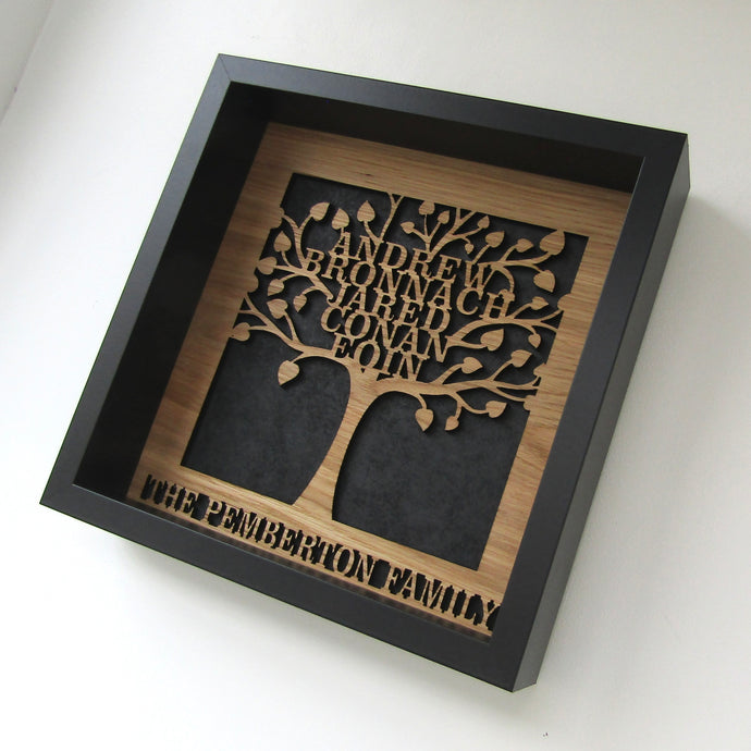 Personalised Family Tree Box Frame | Laser Cut Wall Art |