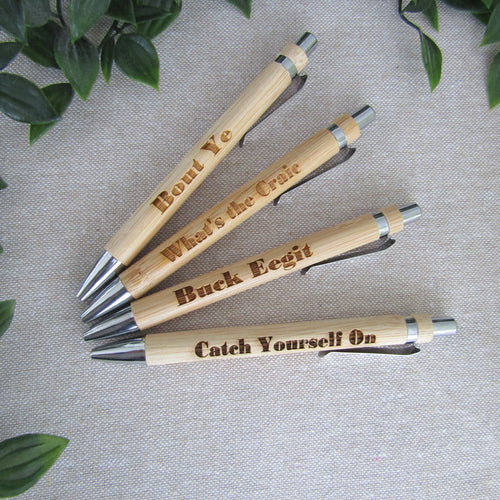 Belfast Banter - set of 4 pens - Engraved Bamboo Pen