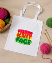 Resting Knit Face Printed Fabric Tote Bag - WIP Travel Bag