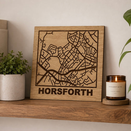 Map Art - Horsforth Engraved Wooden Street Map – Leeds