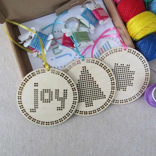 Trio Christmas Decorations Stitch Kit – DIY Embroidery Craft Kit