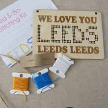 We Love You Leeds Leeds Leeds” Cross Stitch Kit – Wooden Plaque for Leeds Fans
