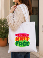 Resting Knit Face Printed Fabric Tote Bag - WIP Travel Bag