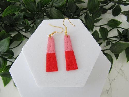 Induere - Polymer Clay Earrings | Red + Pink drop