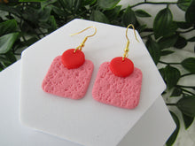 (Copy) Induere - Polymer Clay Earrings | Red + Pink - Pink Square