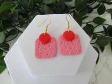 (Copy) Induere - Polymer Clay Earrings | Red + Pink - Pink Square