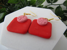 Induere - Polymer Clay Earrings | Red + Pink - Red Square