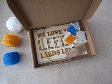 We Love You Leeds Leeds Leeds” Cross Stitch Kit – Wooden Plaque for Leeds Fans