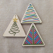 🎄 Set of 3 Christmas Tree Decorations Stitch Kit – DIY Embroidery Craft Kit