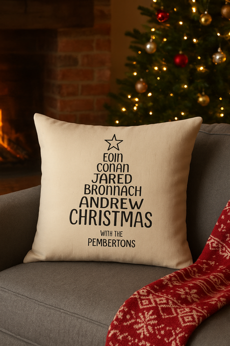 Christmas Tree Family Names cushion pillow - personalised