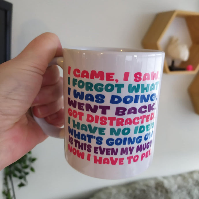 I came, I saw, I forgot what I was doing…. Funny ceramic mug