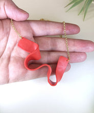 Induere Designs Statement Necklace - Coral Red Swoosh