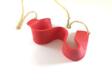 Induere Designs Statement Necklace - Coral Red Swoosh