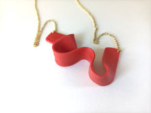 Induere Designs Statement Necklace - Coral Red Swoosh