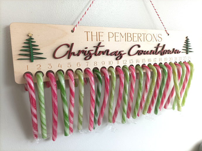 Christmas Countdown - Candy Cane Festive Advent Calendar