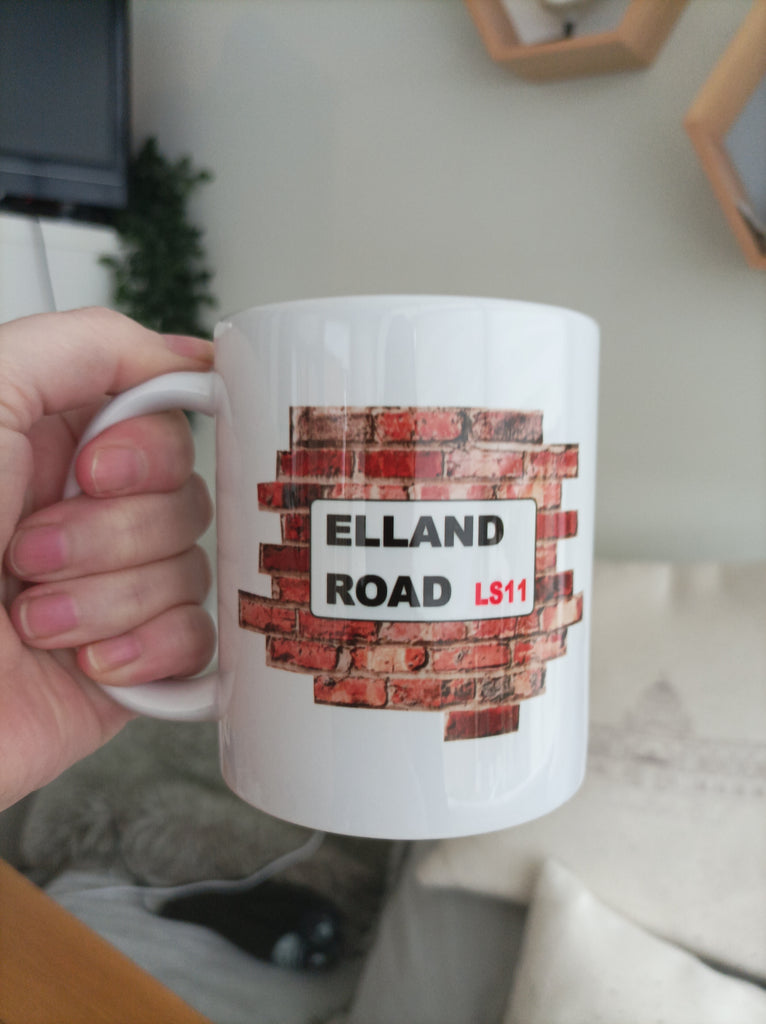 Elland Road Football Stadium LS11 Street Sign printed ceramic mug ...