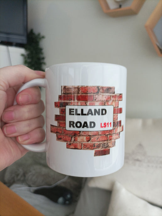 Elland Road Football Stadium LS11 Street Sign  printed ceramic mug
