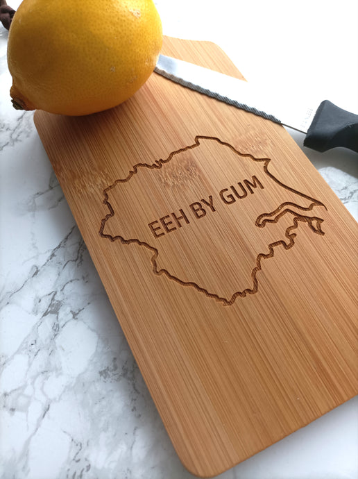 Bamboo Serving paddle - Chopping Board - Yorkshire Outline - Eeh By Gum
